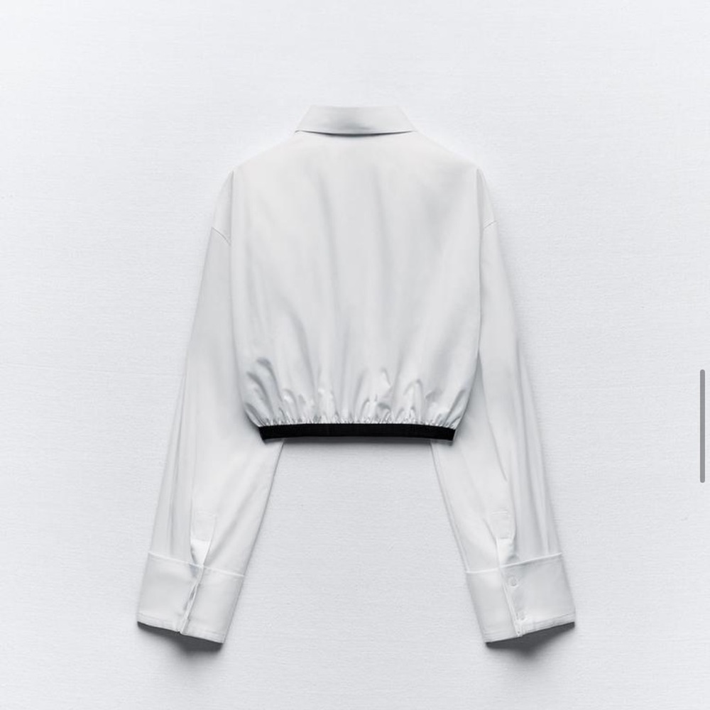 Zara Preowned Cropped Gabardine Shirt Size S White - Picture 5 of 9